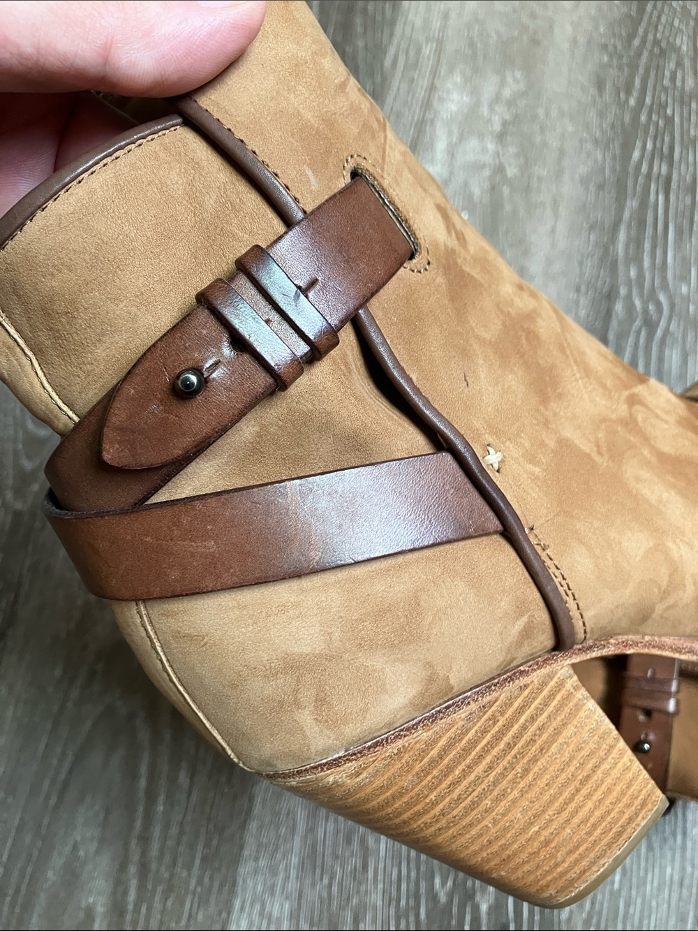 Rag & Bone "Kinsey" camel suede and leather ankle boots - Picture 10 of 17